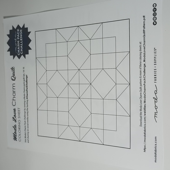 $1 Add-on Moda Love Charm Quilt Pattern Charm Pack Project and Coloring Page - Picture 3 of 4